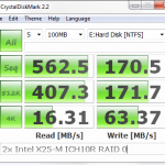 ICH10R RAID 0 2x Intel X25-M G2 80GB CrystalDiskMark Benchmark
