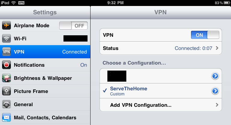 Apple iPad VPN Connected - ServeTheHome