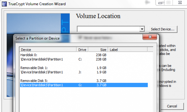 truecrypt 7.2 create volume