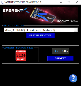 sabrent rocket control panel