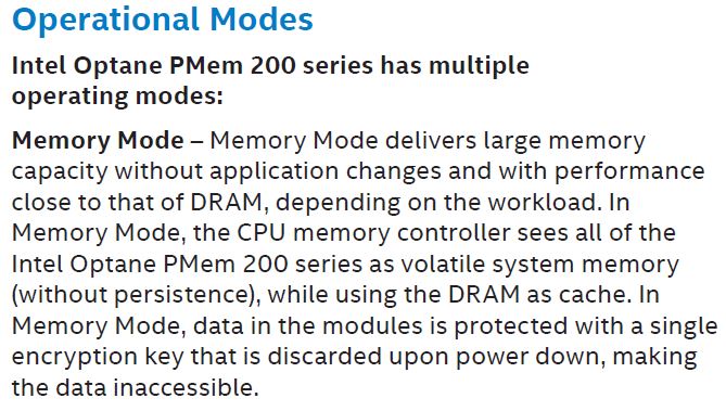 Intel Optane PMem 200 Data Sheet Memory Mode