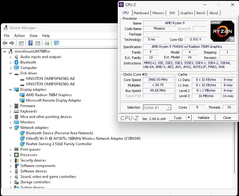 AMD Ryzen 9 7940HS CPU Z - ServeTheHome