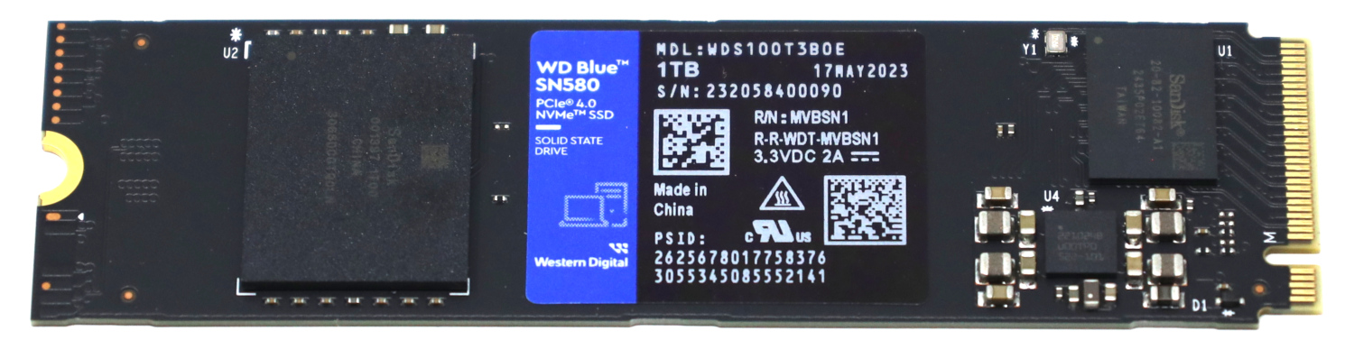 WD Blue SN580 1 To M.2 NVMe SSD, PCIe Gén. 4 x4, avec vitesse de lecture  jusqu'à 4 150 Mo/s : : Informatique