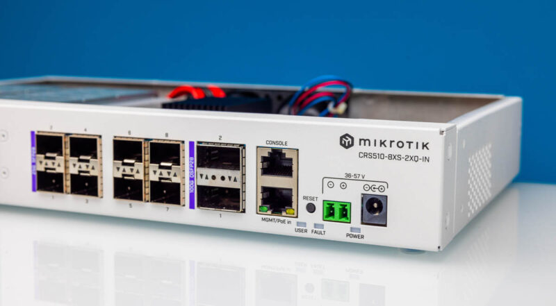 MikroTik CRS510 8XS 2XQ IN Front Angle No Top