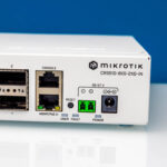 MikroTik CRS510 8XS 2XQ IN Front Console Management And DC Power Inputs