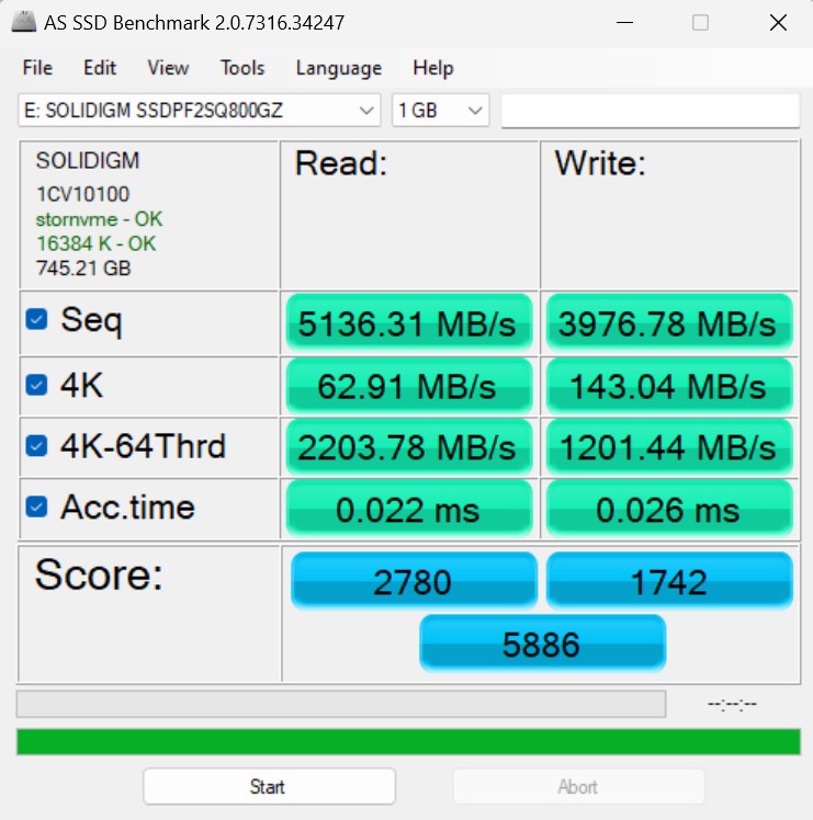 Solidigm D7 P5810 AS SSD 1GB