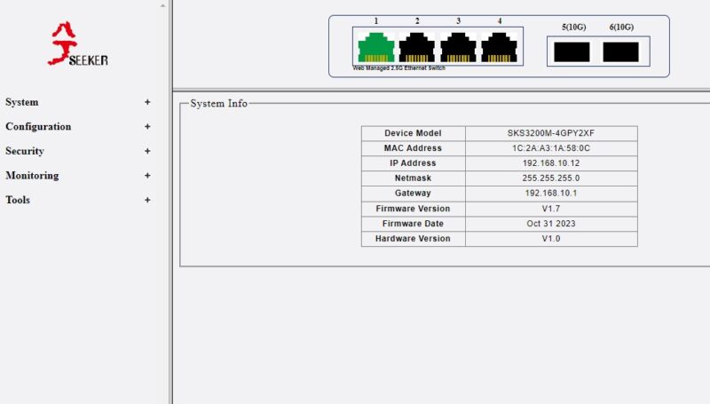 XikeStor SKS3200M 4GPY2XF Admin Dashboard