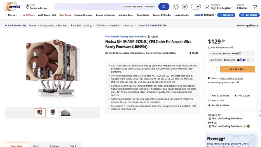 Noctua Fans for Ampere Altra Max Now on Newegg