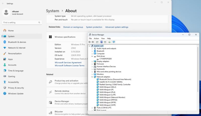 Beelink SER8 Windows 11 Pro Device Manager