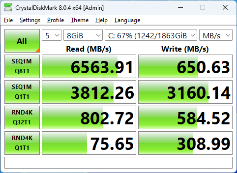 Crucial P310 1TB CrystalDiskMark 8GB