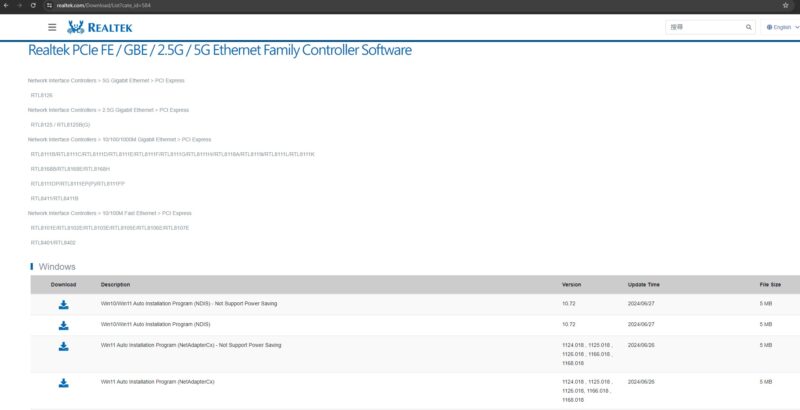 Realtek PCIe 5GbE Family Controller Driver Page