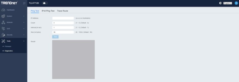 TRENDnet TL F7120 Web Management Diagnostics