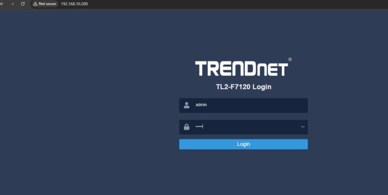 TRENDnet TL F7120 Web Management First Logon