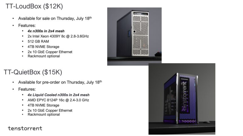 Tenstorrent Wormhole Based Dev Kits 2 Options July 2024