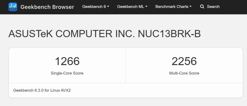 ASUS NUC 13 Rugged Short Geekbench 6