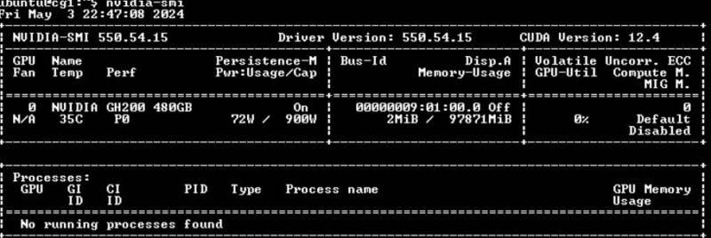 NVIDIA GH200 480GB 96GB 900W Nvidia Smi