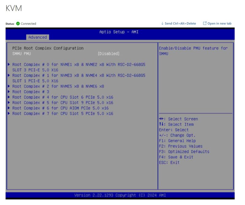 Supermicro AmpereOne BIOS PCIe Root