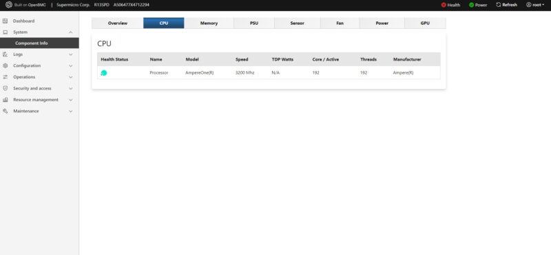 Supermicro AmpereOne OpenBMC AmpereOne 192 Core