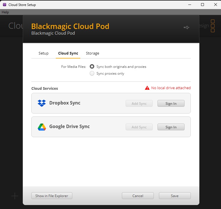 Blackmagic Cloud Store Setup Cloud Sync