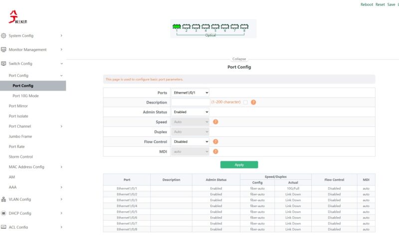 XikeStor SKS8300 8X Management Port Config