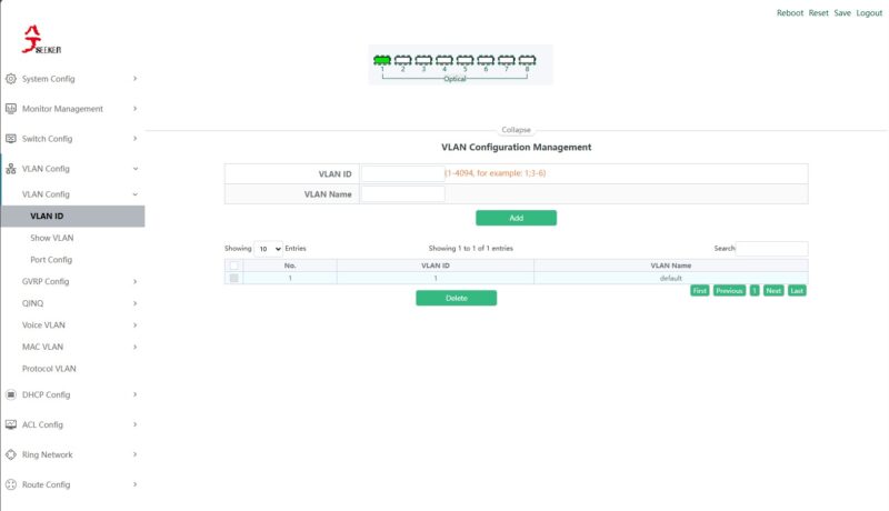 XikeStor SKS8300 8X Management VLAN Config