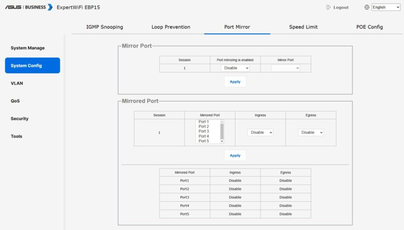 ASUS EBP15 Management Port Mirror