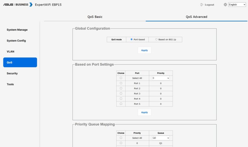 ASUS EBP15 Management QoS Settings