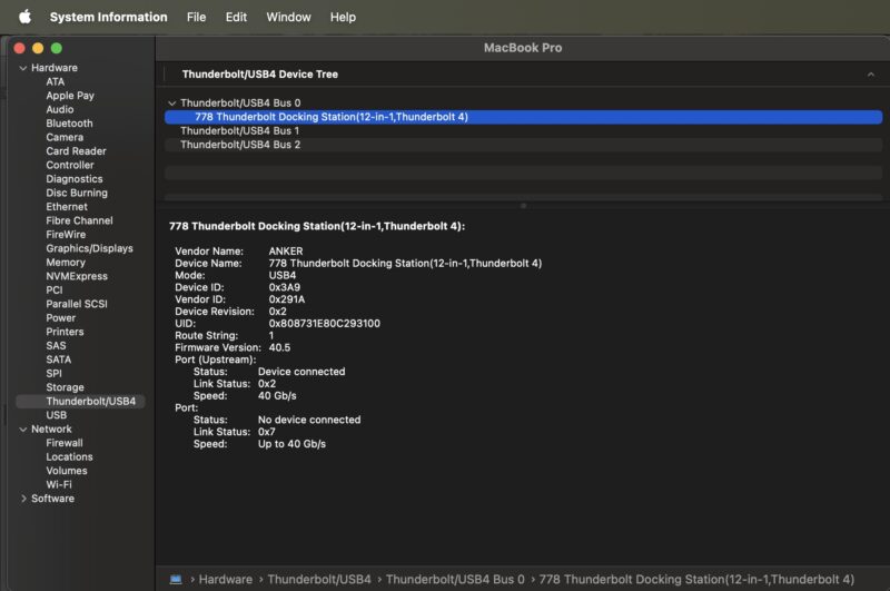 Apple MacOS Thunderbolt Bus 0 Anker 778