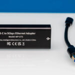 WisdPi WP UT5 USB 5GbE Realtek RTL8157 NIC Bottom With USB Cables