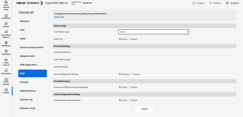 ASUS EBG15 Management IPv6 Settings