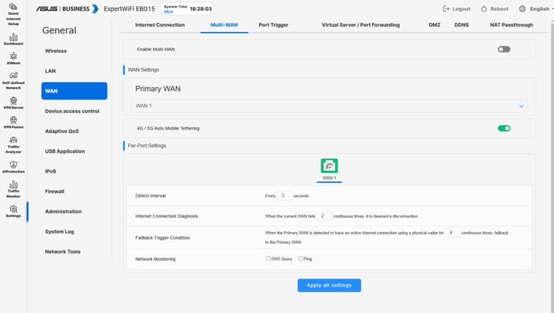 ASUS EBG15 Management Multi WAN