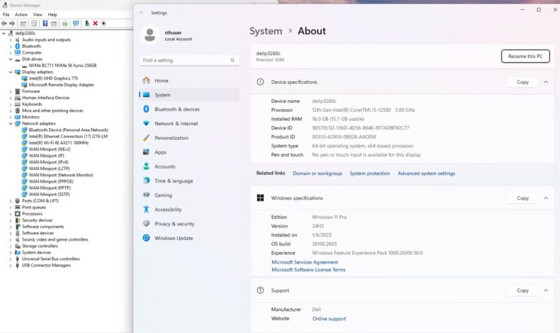 Dell Precision 3260 Compact Windows Device Manager