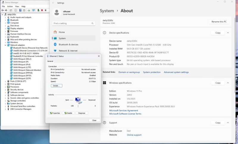 Dell Precision 3260 Compact Windows Device Manager With 64GB And Realtek M.2 Adapter