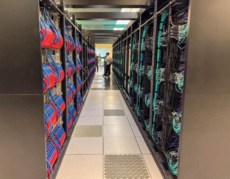 Down Aisle Of HPE Cray AMD Liquid Cooled Racks For El Capitan At LLNL 1