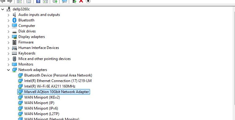 Marvell AQC113C In Windows Device Manager