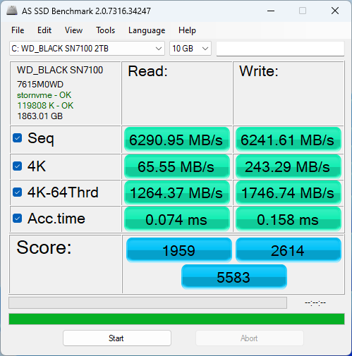 WD SN7100 2TB ASSSD 10GB