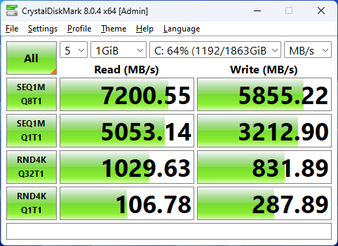 WD SN7100 2TB CrystalDiskMark 1GB