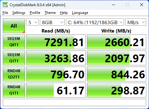 WD SN7100 2TB CrystalDiskMark 8GB