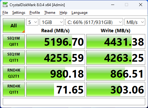 WD Blue 1TB CrystalDiskMark 1GB