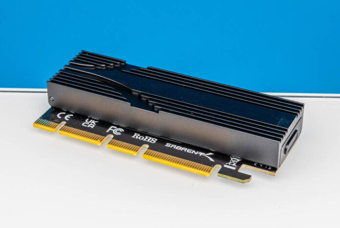 Sabrent M.2 NVMe SSD To PCIe Gen5 X16 AIC Angle