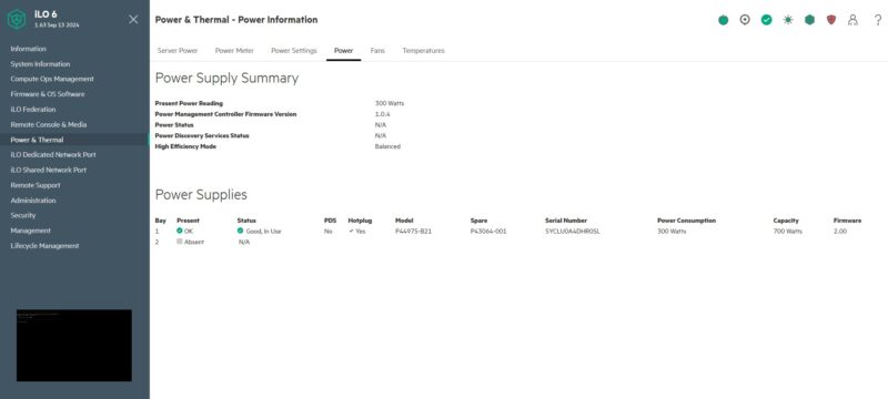 HPE DL145 Gen11 ILO 6 Power CPU Load 300W