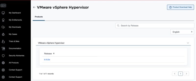 Broadcom Support VMware vSphere Hypervisor 8.0U3e